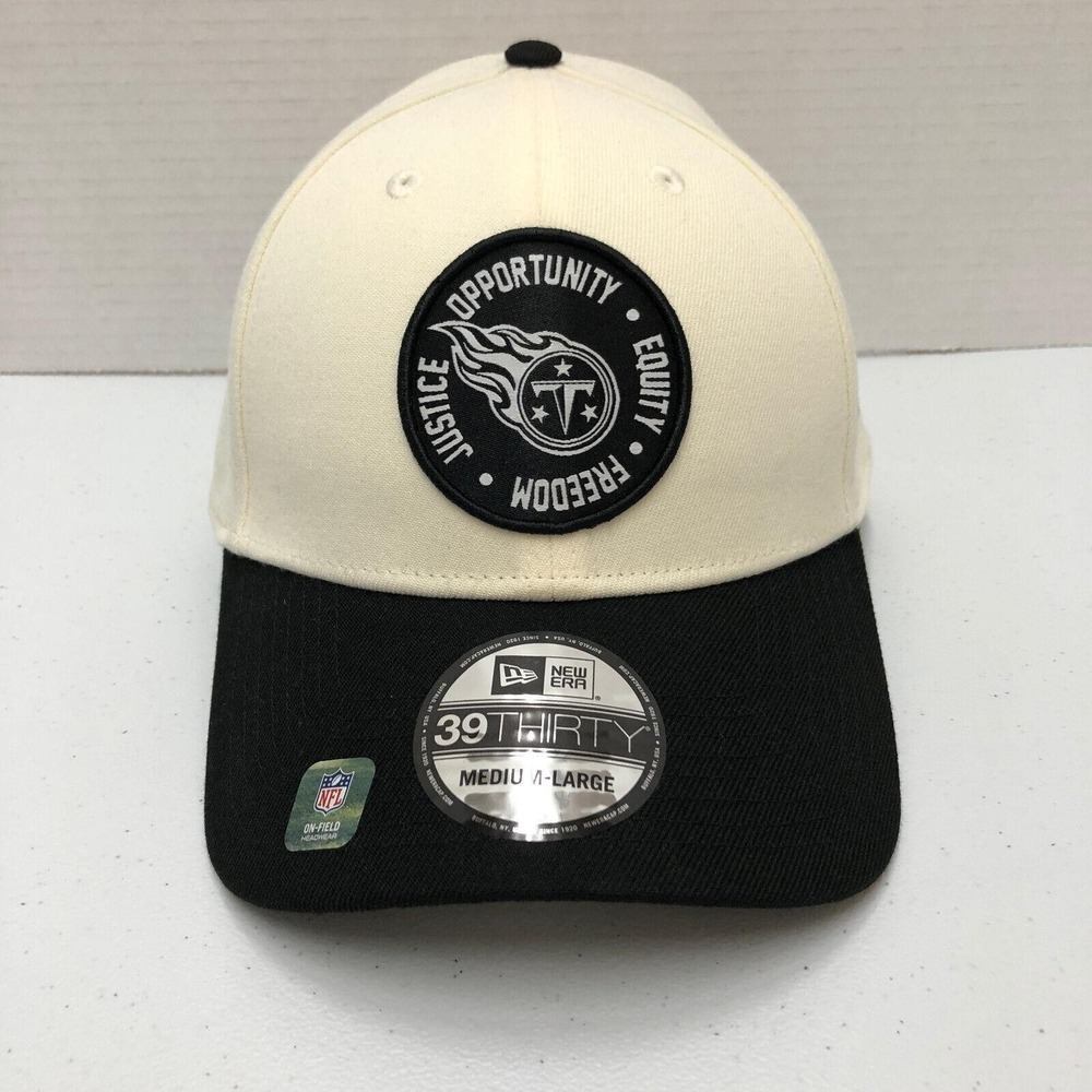 Tennessee Titans Hat Cap Fitted Mens Medium Large White Black NFL New Era